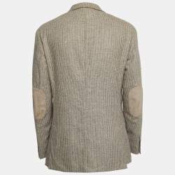Pre Owned Loro Piana Beige Patterned Wool Blend Single Breasted Blazer XL