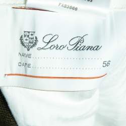 Pre Owned Loro Piana Dark Green Textured Cotton Straight Leg Pants 3XL 