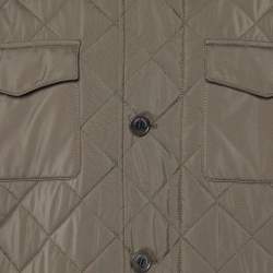 Pre Owned Loro Piana Brown Diamond Quilted Leather Trim Detail Jacket XXL