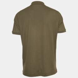 Pre Owned Loro Piana Olive Green Knit Zip Up Polo T-Shirt L