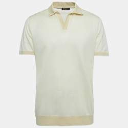 Pre Owned Loro Piana Light Yellow Cotton Polo T-Shirt L