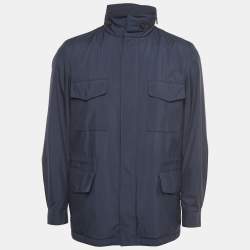 Pre Owned Loro Piana Navy Blue Windmate Traveller Bomber Jacket S
