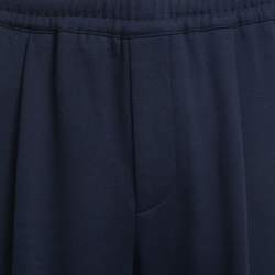 Pre Owned Loro Piana Navy Blue Wool Knit Drawstring Joggers XXL