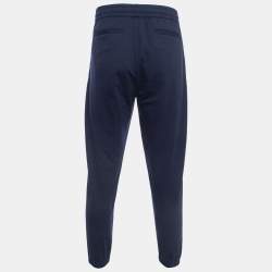 Pre Owned Loro Piana Navy Blue Wool Knit Drawstring Joggers XXL