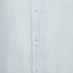 Pre Owned Loro Piana Blue Linen Mandarin Collar Shirt XL