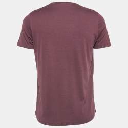 مملوكة مسبقًا Loro Piana Burgundy Cotton Crew Neck T-Shirt M