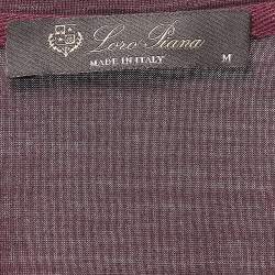 مملوكة مسبقًا Loro Piana Burgundy Cotton Crew Neck T-Shirt M