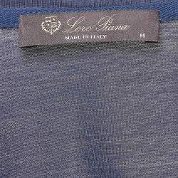 مملوكة مسبقًا Loro Piana Blue Cotton Blend Crew Neck T-Shirt M