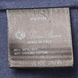 مملوكة مسبقًا Loro Piana Blue Cotton Blend Crew Neck T-Shirt M