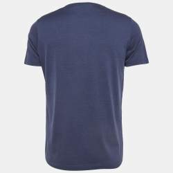 مملوكة مسبقًا Loro Piana Blue Cotton Blend Crew Neck T-Shirt M