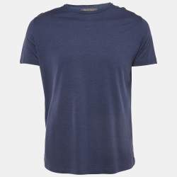 مملوكة مسبقًا Loro Piana Blue Cotton Blend Crew Neck T-Shirt M
