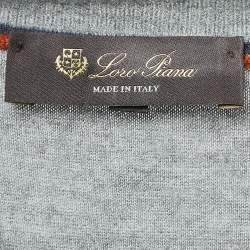 Pre Owned Loro Piana Grey Cashmere V-Neck Sweater M