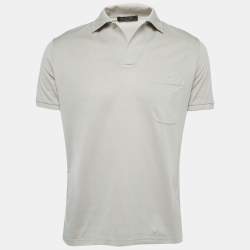 Pre Owned Loro Piana Beige Cotton and Silk Knit Polo T-Shirt S