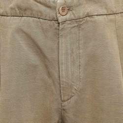 Pre Owned Loro Piana Green Linen Blend Drawstring Trousers L