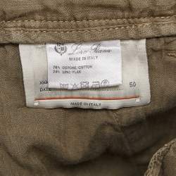 Pre Owned Loro Piana Green Linen Blend Drawstring Trousers L