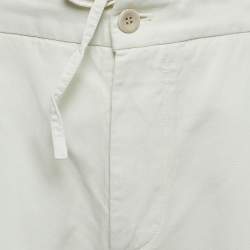 Pre Owned Loro Piana Off White Linen Blend Drawstring Trousers L