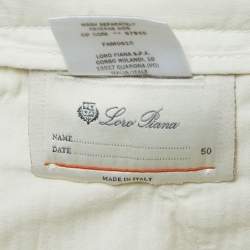 Pre Owned Loro Piana Off White Linen Blend Drawstring Trousers L
