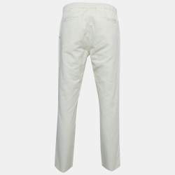 Pre Owned Loro Piana Off White Linen Blend Drawstring Trousers L