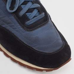Loro Piana Blue/Navy Blue Suede And Nylon Low Top Sneakers Size 42