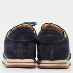 Loro Piana Blue/Navy Blue Suede And Nylon Low Top Sneakers Size 42
