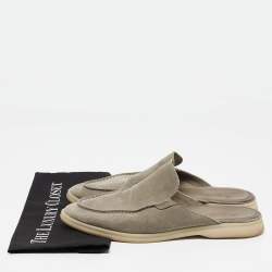 Pre Owned Loro Piana Grey Suede Babouche Walk Mules Size 42