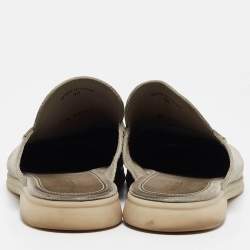 Pre Owned Loro Piana Grey Suede Babouche Walk Mules Size 42