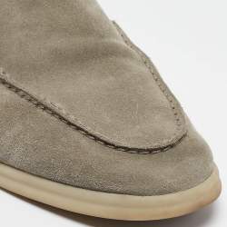 Pre Owned Loro Piana Grey Suede Babouche Walk Mules Size 42