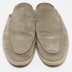 Pre Owned Loro Piana Grey Suede Babouche Walk Mules Size 42