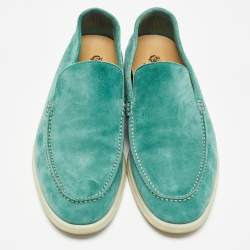 Pre Owned Loro Piana Green Suede Summer Walk Loafers Size 42.5