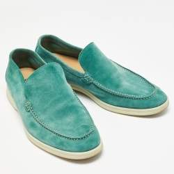 Pre Owned Loro Piana Green Suede Summer Walk Loafers Size 42.5