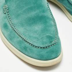 Pre Owned Loro Piana Green Suede Summer Walk Loafers Size 42.5
