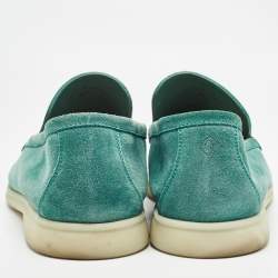 Pre Owned Loro Piana Green Suede Summer Walk Loafers Size 42.5