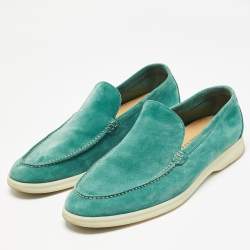 Pre Owned Loro Piana Green Suede Summer Walk Loafers Size 42.5