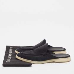 Loro Piana Black Suede Babouche Walk Mules Size 42