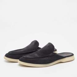 Loro Piana Black Suede Babouche Walk Mules Size 42