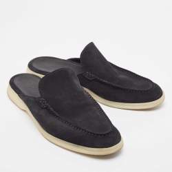 Loro Piana Black Suede Babouche Walk Mules Size 42