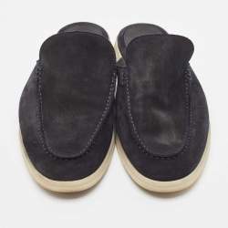 Loro Piana Black Suede Babouche Walk Mules Size 42