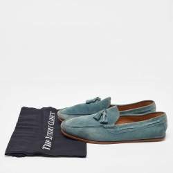 Pre Owned Loro Piana Blue Suede Tassel Detail Slip On Loafers Size 42
