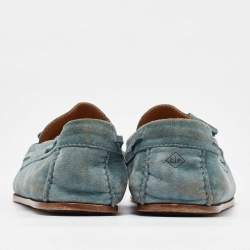 Pre Owned Loro Piana Blue Suede Tassel Detail Slip On Loafers Size 42