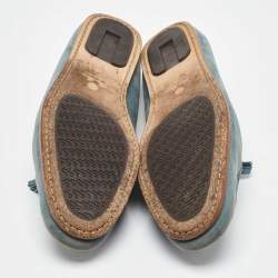 Pre Owned Loro Piana Blue Suede Tassel Detail Slip On Loafers Size 42