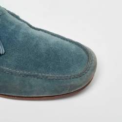 Pre Owned Loro Piana Blue Suede Tassel Detail Slip On Loafers Size 42