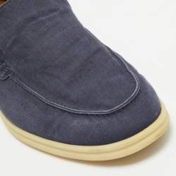 Pre Owned Loro Piana Navy Blue Fabric and Suede Summer Walk Loafers Size 45