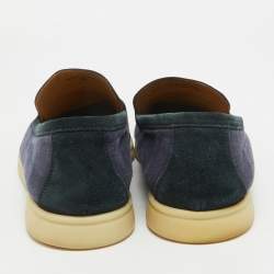 Pre Owned Loro Piana Navy Blue Fabric and Suede Summer Walk Loafers Size 45