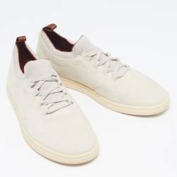 Pre Owned Loro Piana Grey Nubuck Leather Lace Up Sneakers Size 43.5