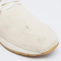 Pre Owned Loro Piana White/Grey Knit Fabric and Leather 360 LP Flexy Walk Lace Up Sneakers Size 44