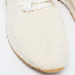 Pre Owned Loro Piana White/Grey Knit Fabric and Leather 360 LP Flexy Walk Lace Up Sneakers Size 44