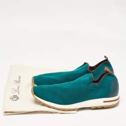 Pre Owned Loro Piana Green Knit Fabric 360 LP Flexy Walk Sneakers Size 42