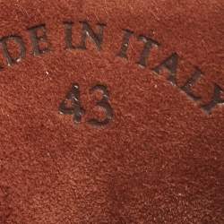 Pre Owned Loro Piana Dark Blue Suede Flat Slides Size 43