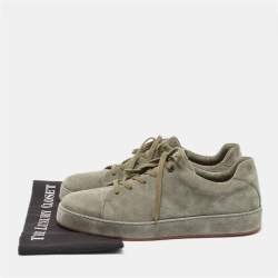 Pre Owned Loro Piana Green Suede Nuages Lace Up Sneakers Size 44
