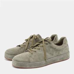 Pre Owned Loro Piana Green Suede Nuages Lace Up Sneakers Size 44